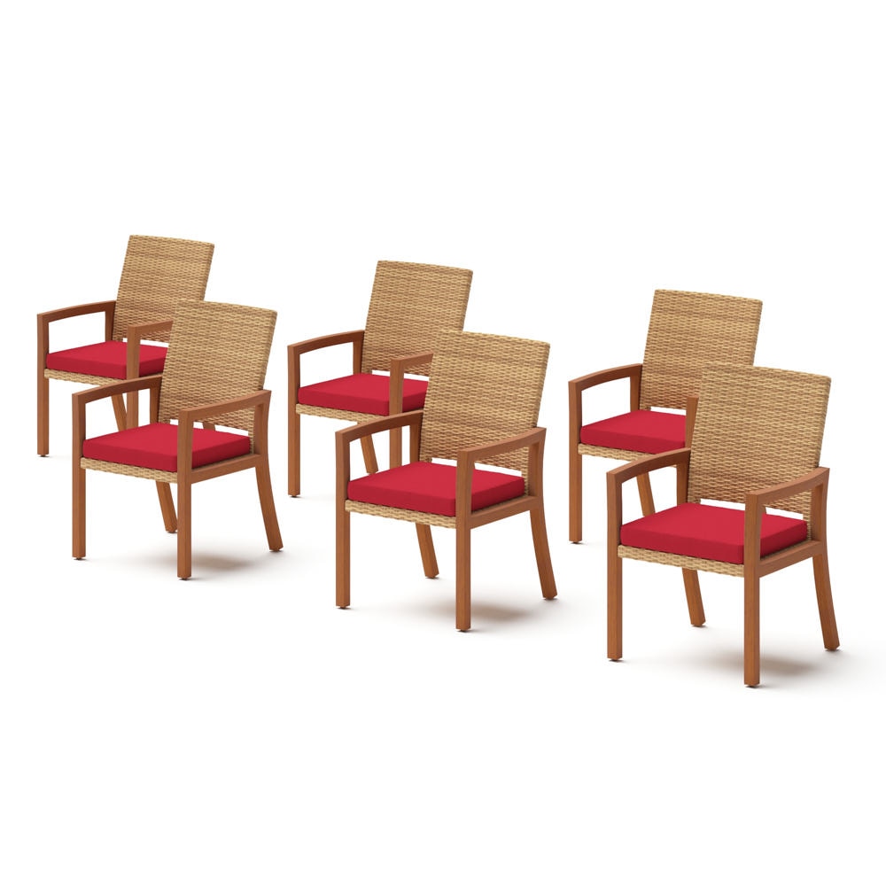 Mili™ Set of 6 Sunbrella® Outdoor Dining Chairs - Sunset Red