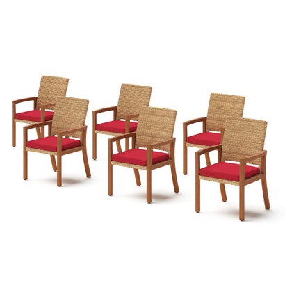 Mili™ Set of 6 Sunbrella® Outdoor Dining Chairs - Sunset Red