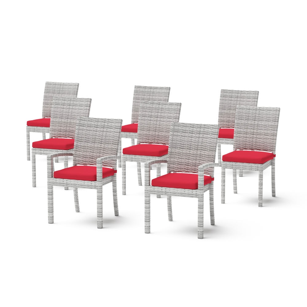 Cannes™ Set of 8 Sunbrella® Outdoor Dining Chairs - Sunset Red