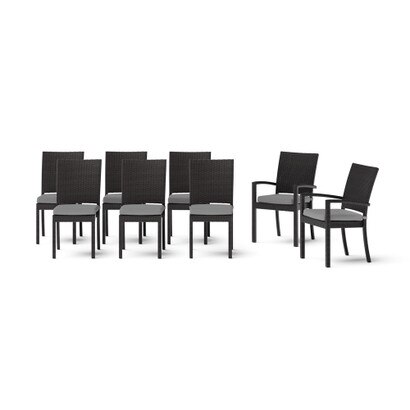 Deco™ 8 Piece Sunbrella® Outdoor Dining Chairs - Charcoal Gray