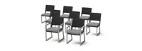 Milo™ Espresso Set of 8 Sunbrella® Outdoor Dining Chairs - Charcoal Gray