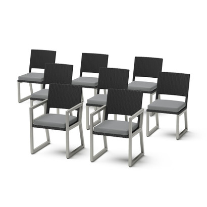 Milo™ Espresso Set of 8 Sunbrella® Outdoor Dining Chairs - Charcoal Gray