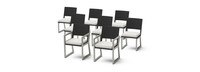 Milo™ Espresso Set of 8 Sunbrella® Outdoor Dining Chairs - Bliss Linen
