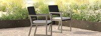 Milo™ Espresso Set of 8 Sunbrella® Outdoor Dining Chairs - Bliss Linen