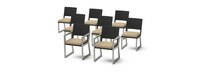Milo™ Espresso Set of 8 Sunbrella® Outdoor Dining Chairs - Maxim Beige