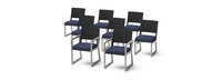 Milo™ Espresso Set of 8 Sunbrella® Outdoor Dining Chairs - Navy Blue