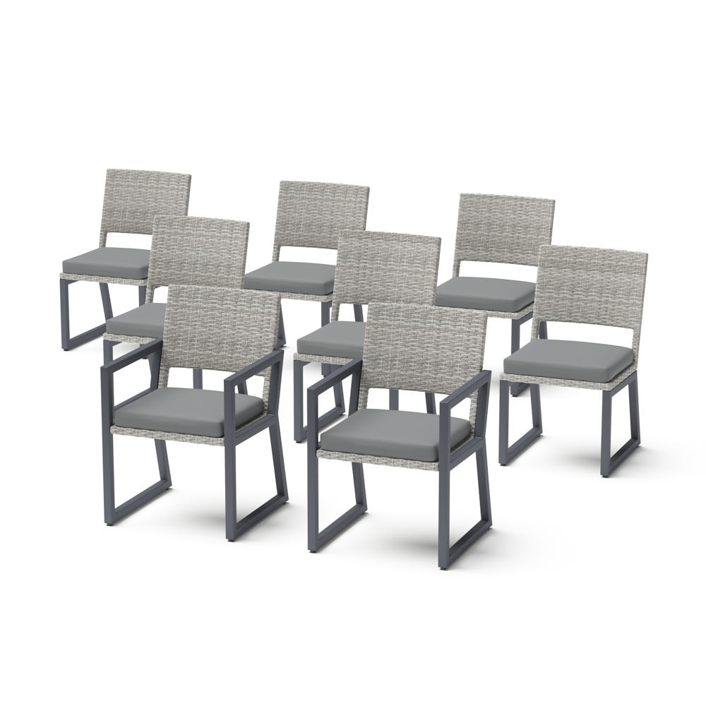 Milo™ Gray Set of 8 Sunbrella® Outdoor Dining Chairs - Charcoal Gray