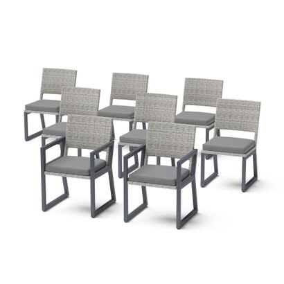 Milo™ Gray Set of 8 Sunbrella® Outdoor Dining Chairs - Charcoal Gray