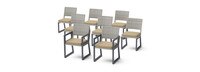 Milo™ Gray Set of 8 Sunbrella® Outdoor Dining Chairs - Maxim Beige