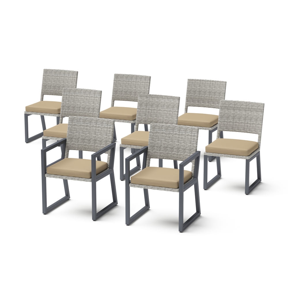 Milo™ Gray Set of 8 Sunbrella® Outdoor Dining Chairs - Maxim Beige