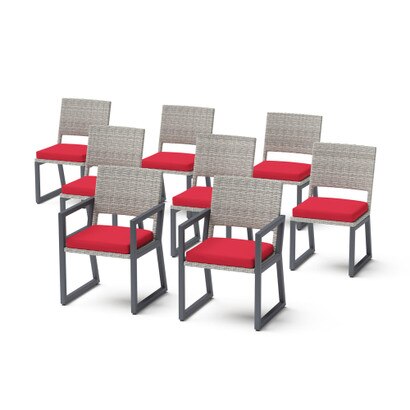 Milo™ Gray Set of 8 Sunbrella® Outdoor Dining Chairs - Sunset Red