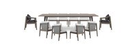 Del Mar 11 Piece Outdoor Dining Set in Weathered Teak - Plain Weave Charcoal