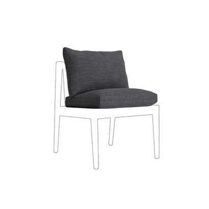 Del Mar Outdoor Dining Side Chair Plain Weave Cushion - Charcoal