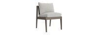Del Mar Outdoor Dining Side Chair In Weathered Teak - Basket Weave Stone
