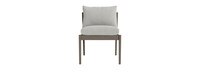 Del Mar Outdoor Dining Side Chair In Weathered Teak - Basket Weave Stone