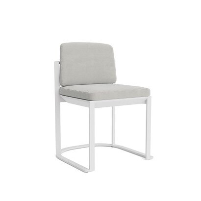 Sanibel Outdoor Dining Side Chair In White - Basket Weave Stone