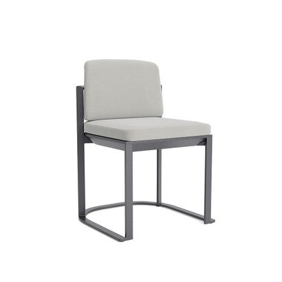 Sanibel Outdoor Dining Side Chair In Zinc - Basket Weave Stone