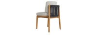 Santorini Outdoor Dining Side Chair In Natural Teak - Plain Weave Stone