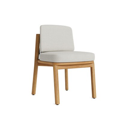 Santorini Outdoor Dining Side Chair In Natural Teak - Plain Weave Stone