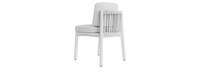 Santorini Outdoor Dining Side Chair In White - Plain Weave Oyster