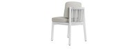 Santorini Outdoor Dining Side Chair In White - Plain Weave Stone