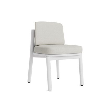 Santorini Outdoor Dining Side Chair In White - Plain Weave Stone