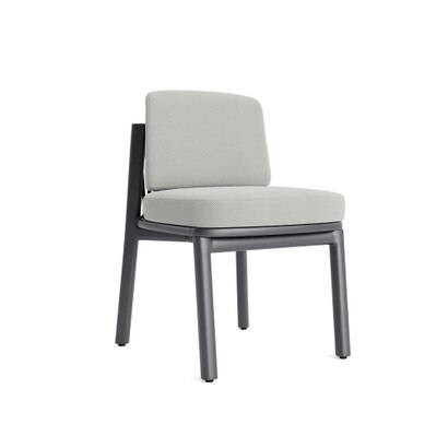 Santorini Outdoor Dining Side Chair In Zinc - Basket Weave Stone