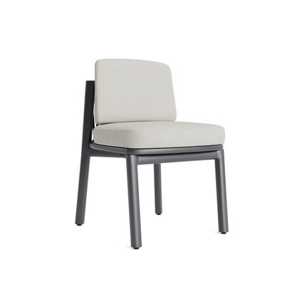 Santorini Outdoor Dining Side Chair In Zinc - Plain Weave Stone