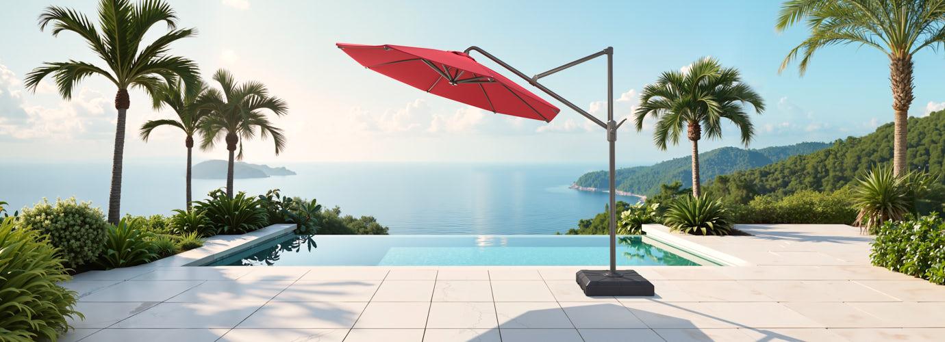 Modular Outdoor 10' Sunbrella® Round Umbrella - Sunset Red