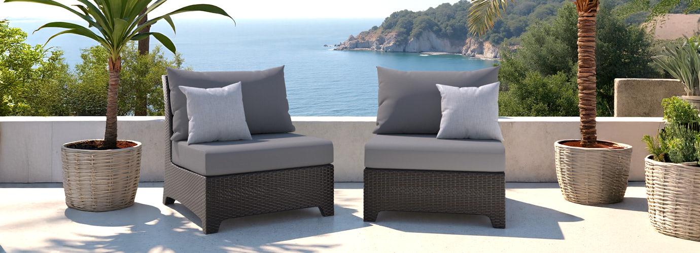 Deco™ 2 Piece Sunbrella® Outdoor Armless Chairs - Charcoal Gray
