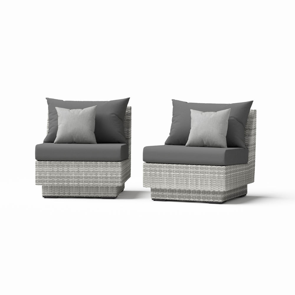 Cannes™ Set of 2 Sunbrella® Outdoor Armless Chairs - Charcoal Gray
