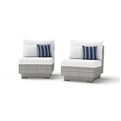 Cannes™ Set of 2 Sunbrella® Outdoor Armless Chairs - Centered Ink