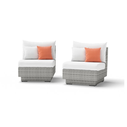 Cannes™ Set of 2 Sunbrella® Outdoor Armless Chairs - Cast Coral