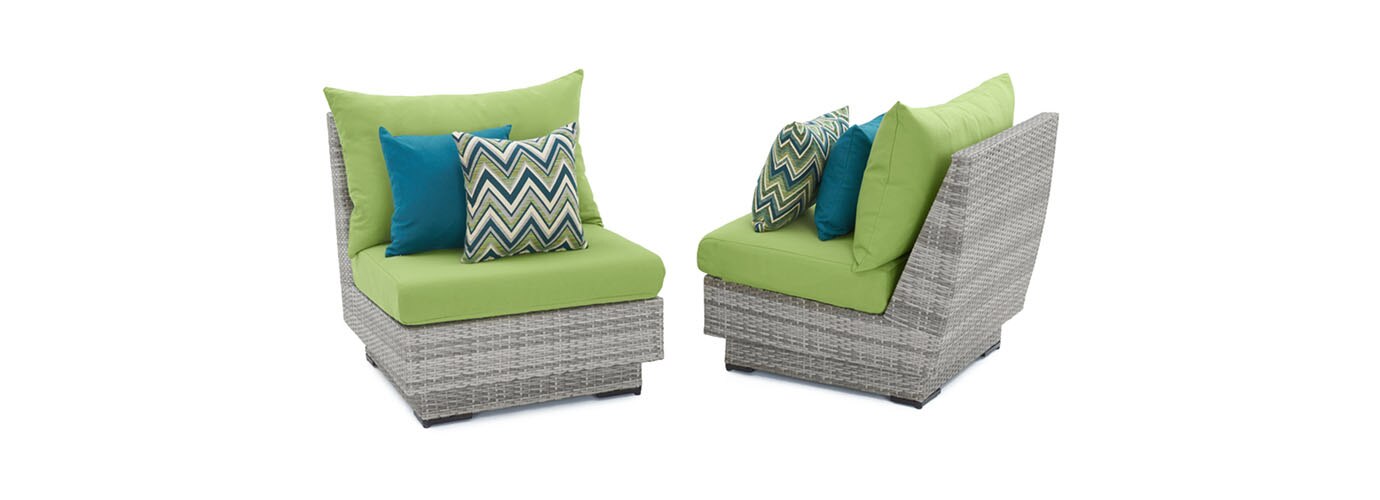 Cannes Set of 2 Sunbrella Outdoor Armless Chairs - Thumbnail 5
