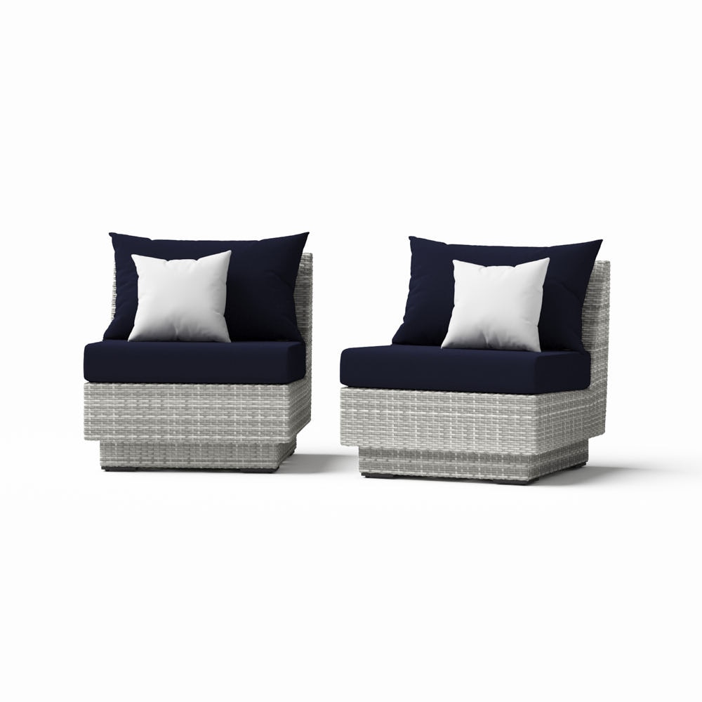 Cannes™ Set of 2 Sunbrella® Outdoor Armless Chairs - Navy Blue