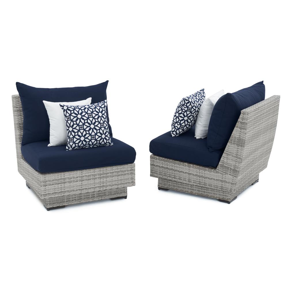 Cannes™ Set of 2 Sunbrella® Outdoor Armless Chairs - Navy Blue