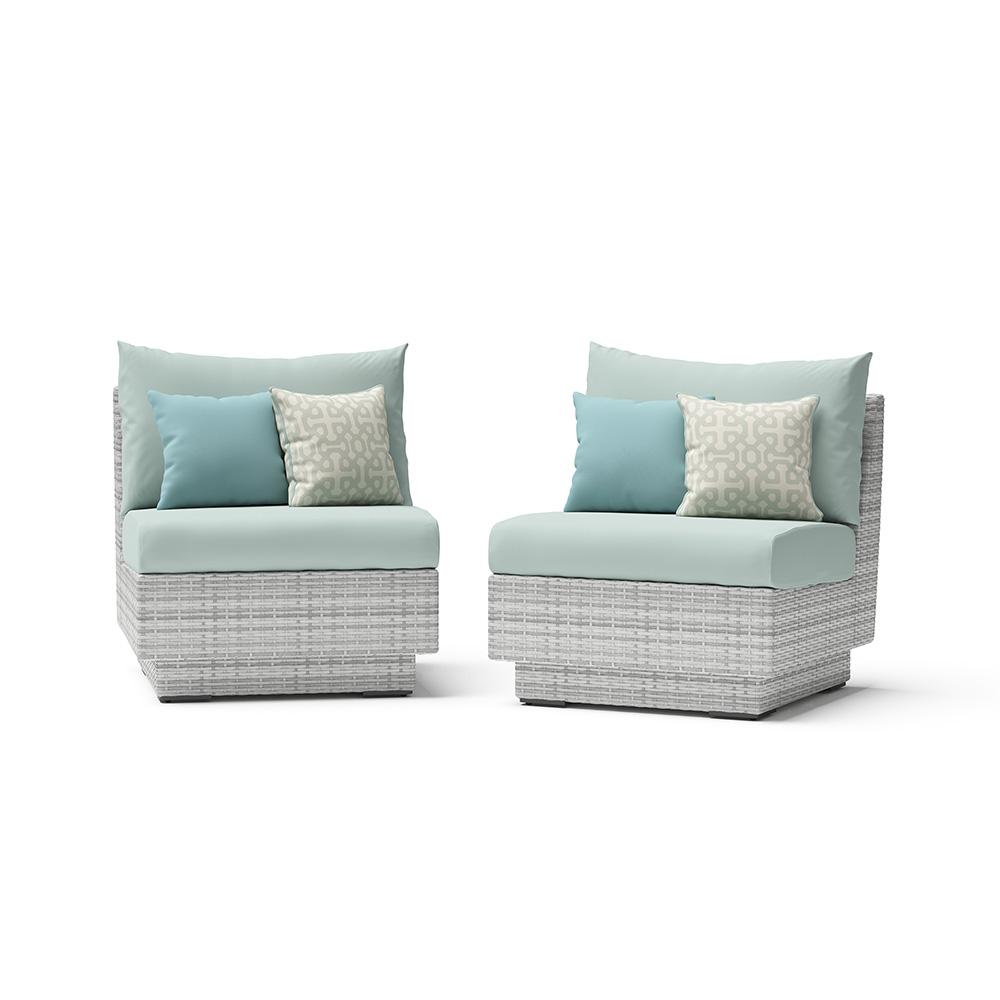 Cannes Set of 2 Sunbrella Outdoor Armless Chairs - Spa Blue