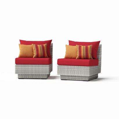 Cannes™ Set of 2 Sunbrella® Outdoor Armless Chairs - Sunset Red
