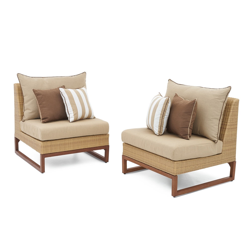 Mili™ Set of 2 Sunbrella® Outdoor Armless Chairs - Maxim Beige