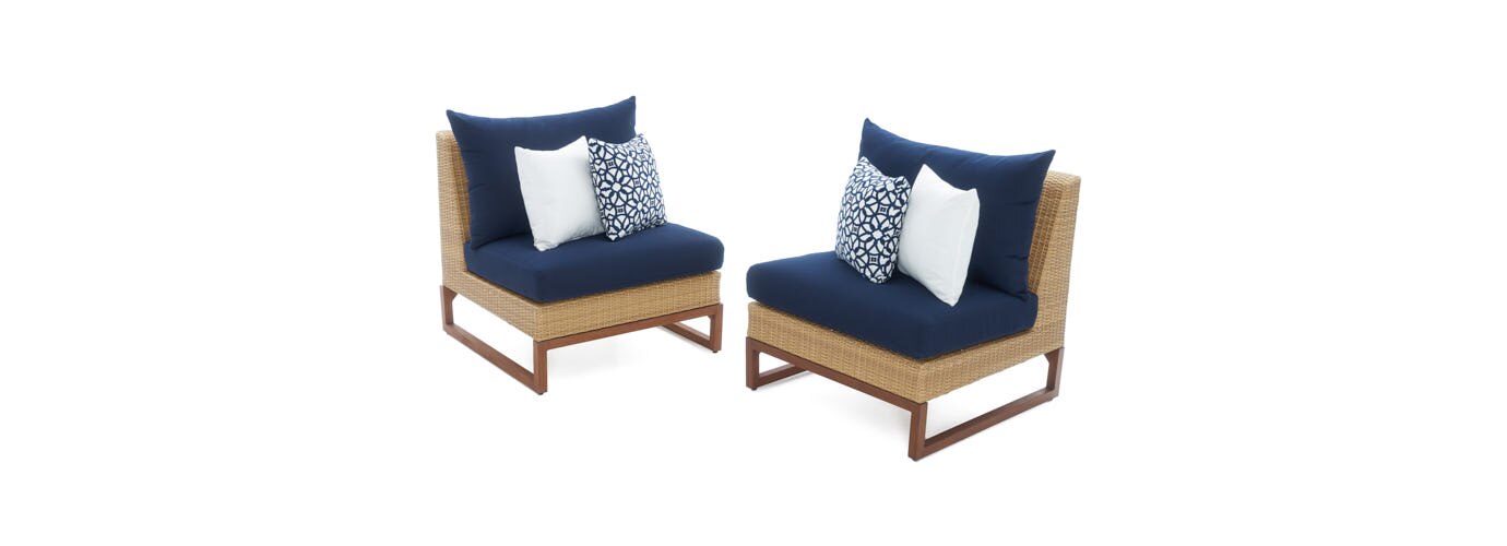 Cannes Set of 2 Sunbrella Outdoor Armless Chairs - Thumbnail 2