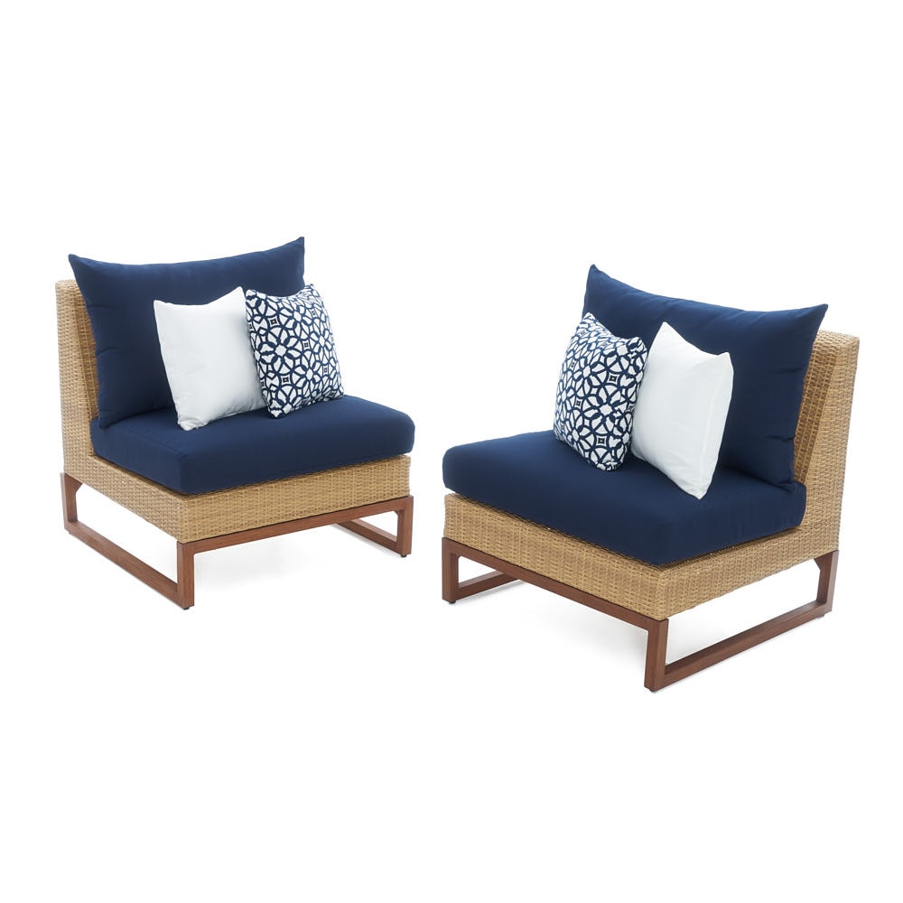 Mili™ Set of 2 Sunbrella® Outdoor Armless Chairs - Navy Blue