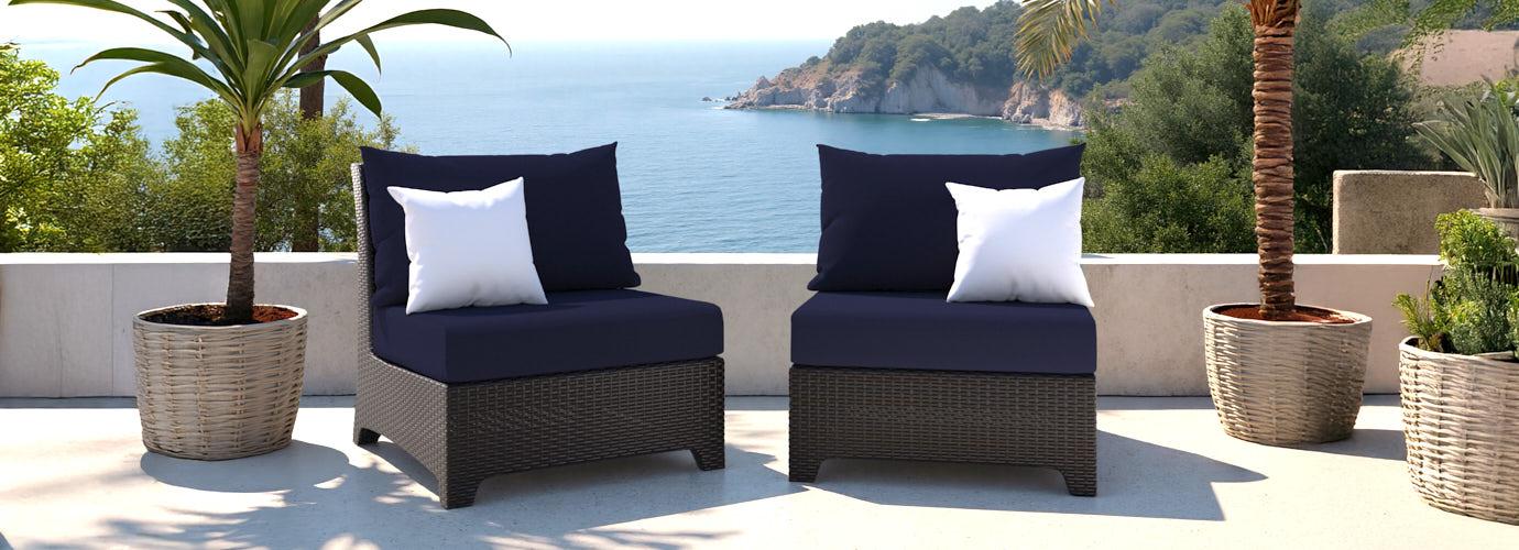 Deco™ 2 Piece Sunbrella® Outdoor Armless Chairs - Navy Blue
