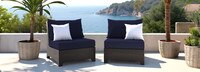 Deco™ 2 Piece Sunbrella® Outdoor Armless Chairs - Navy Blue