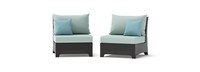 Deco™ Set of 2 Sunbrella® Outdoor Armless Chairs - Spa Blue