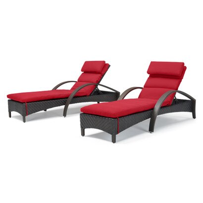Barcelo™ Set of 2 Sunbrella® Outdoor Chaise Lounges - Sunset Red