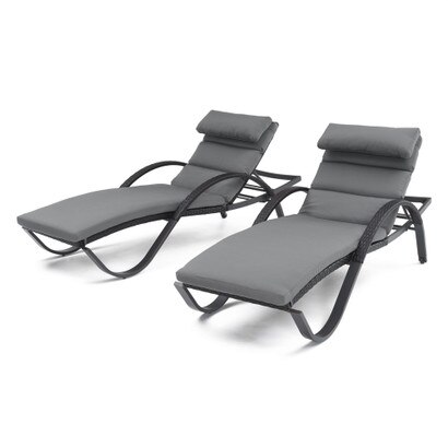 Deco™ Set of 2 Sunbrella® Outdoor Chaise Lounges - Charcoal Gray