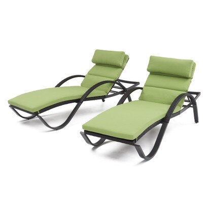 Deco™ Set of 2 Sunbrella® Outdoor Chaise Lounges - Ginkgo Green