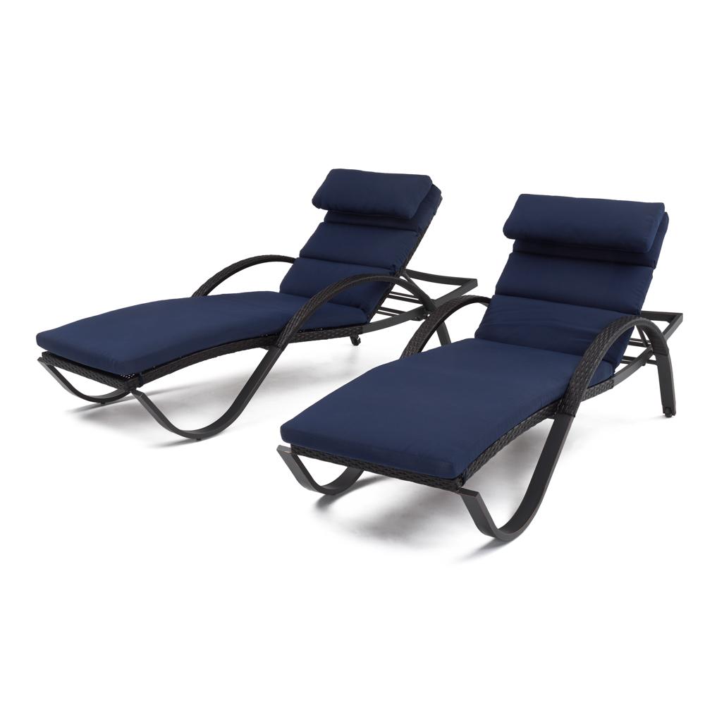 Deco™ Set of 2 Sunbrella® Outdoor Chaise Lounges - Navy Blue