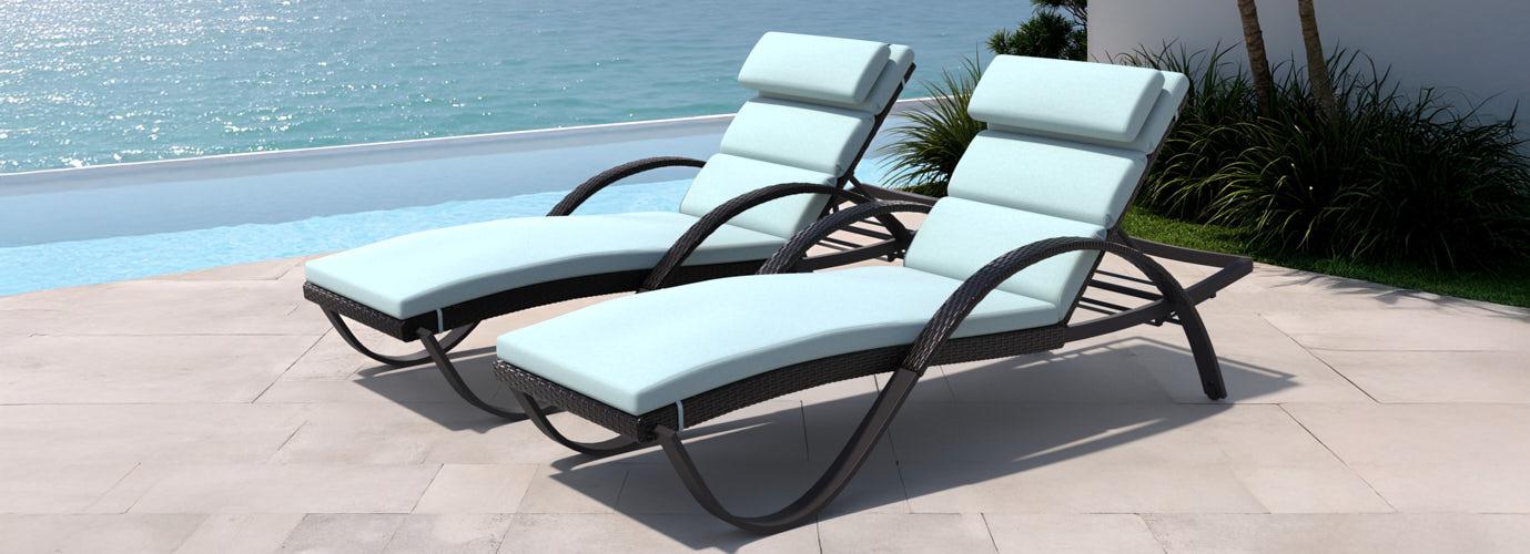 Deco™ 2 Piece Sunbrella® Outdoor Chaise Lounges - Spa Blue