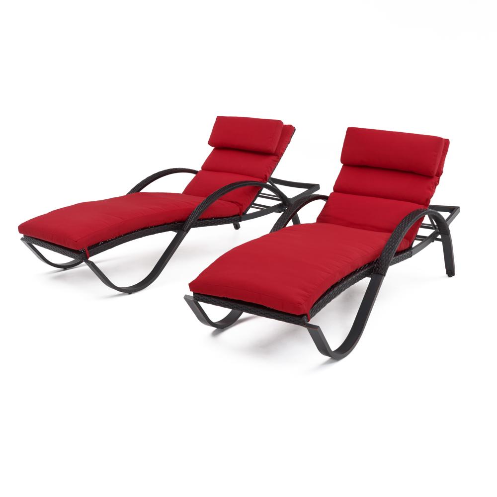 Deco™ Set of 2 Sunbrella® Outdoor Chaise Lounges - Sunset Red